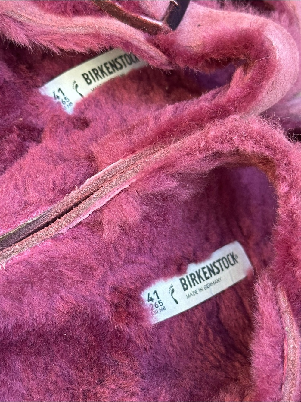 Birkenstock Women's Arizona MAROON Suede Shearling Sandal 41/10 Narrow NEW - Picture 7 of 10